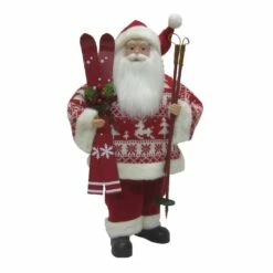 Outlet ๐ 18" Santa in Red Sweater with Skis by Ashland® โจ