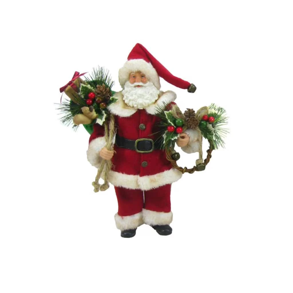 Cheapest ๐ 11" Traditional Santa with Wreath Figure by Ashland® ๐