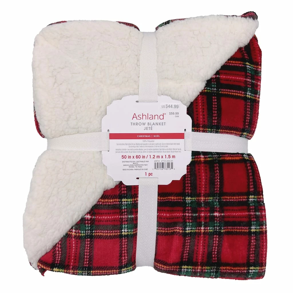 Best Sale 💯 Red Plaid Berber Fleece Throw Blanket by Ashland® 🥰