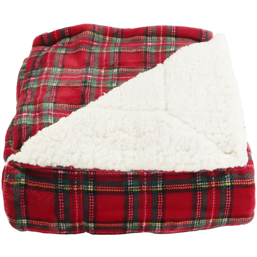 Best Sale 💯 Red Plaid Berber Fleece Throw Blanket by Ashland® 🥰 - Image 2