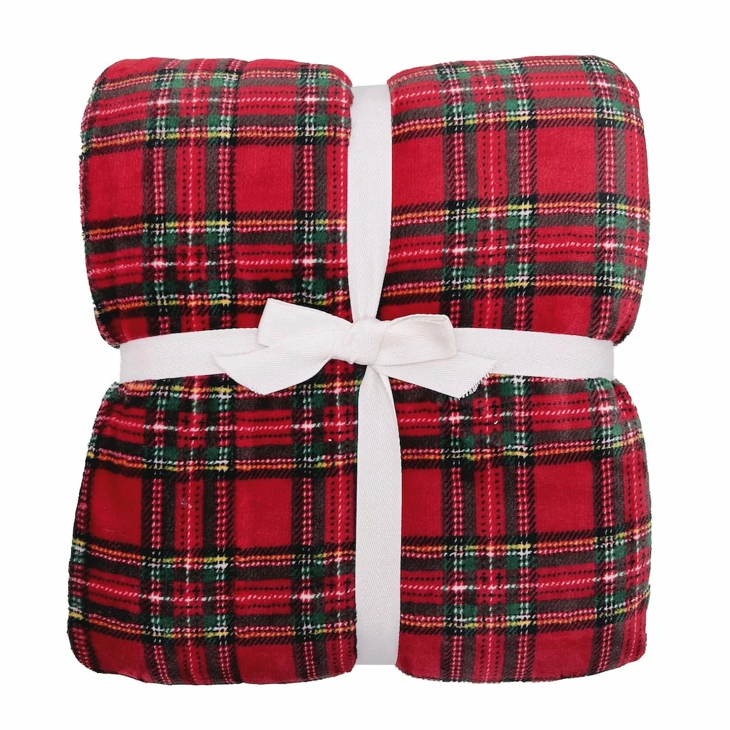 Best Sale 💯 Red Plaid Berber Fleece Throw Blanket by Ashland® 🥰 - Image 3