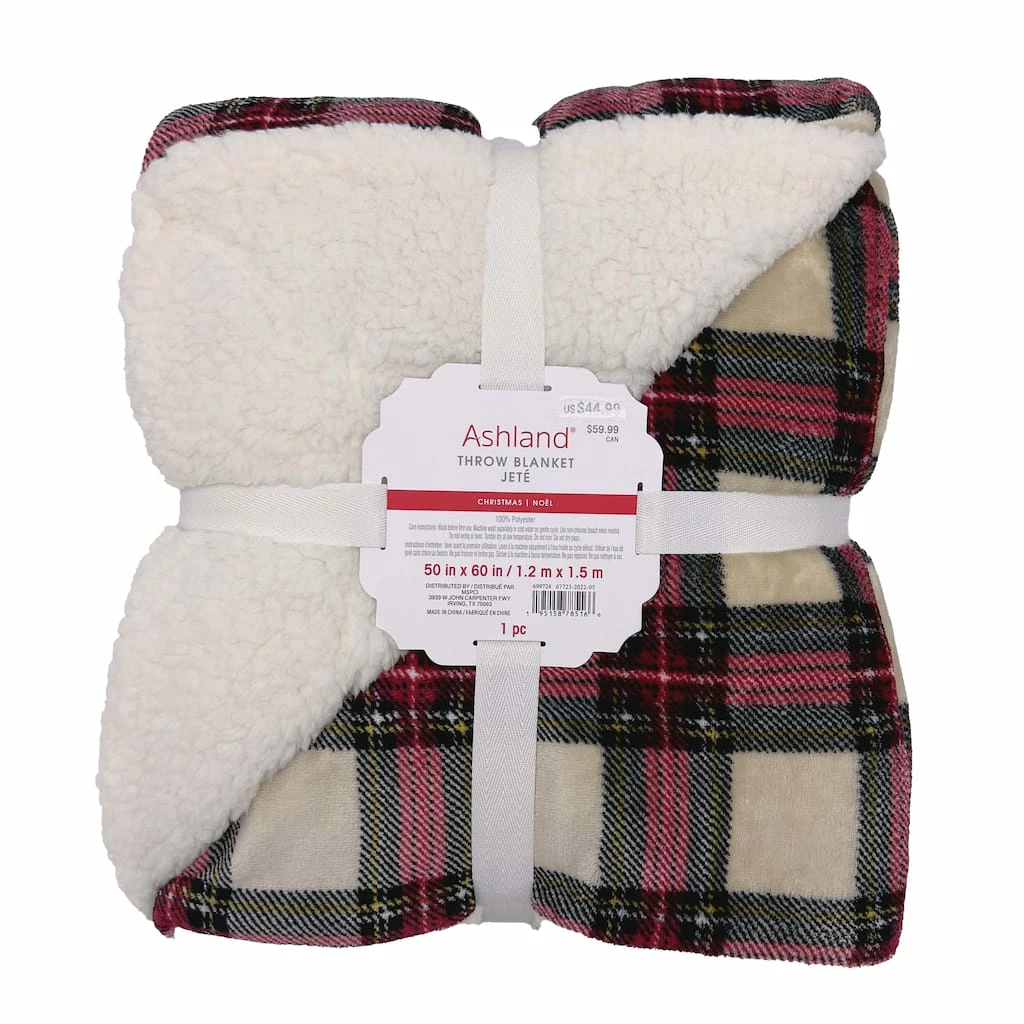 Promo π Ivory Plaid Berber Throw Blanket by Ashland® β¨