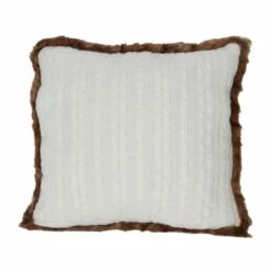 Wholesale โค๏ธ White Cable Knit ๐ Christmas Accent Pillow with Faux Fur Trim by Ashland® ๐