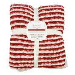 Best Sale ✨ Red & White Striped Cable Knit Throw by Ashland® 🥰