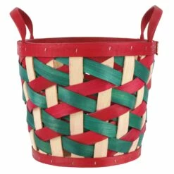 Budget 🥰 9.5" Medium Red and Green Woven Wood Chip Basket by Ashland® 😀