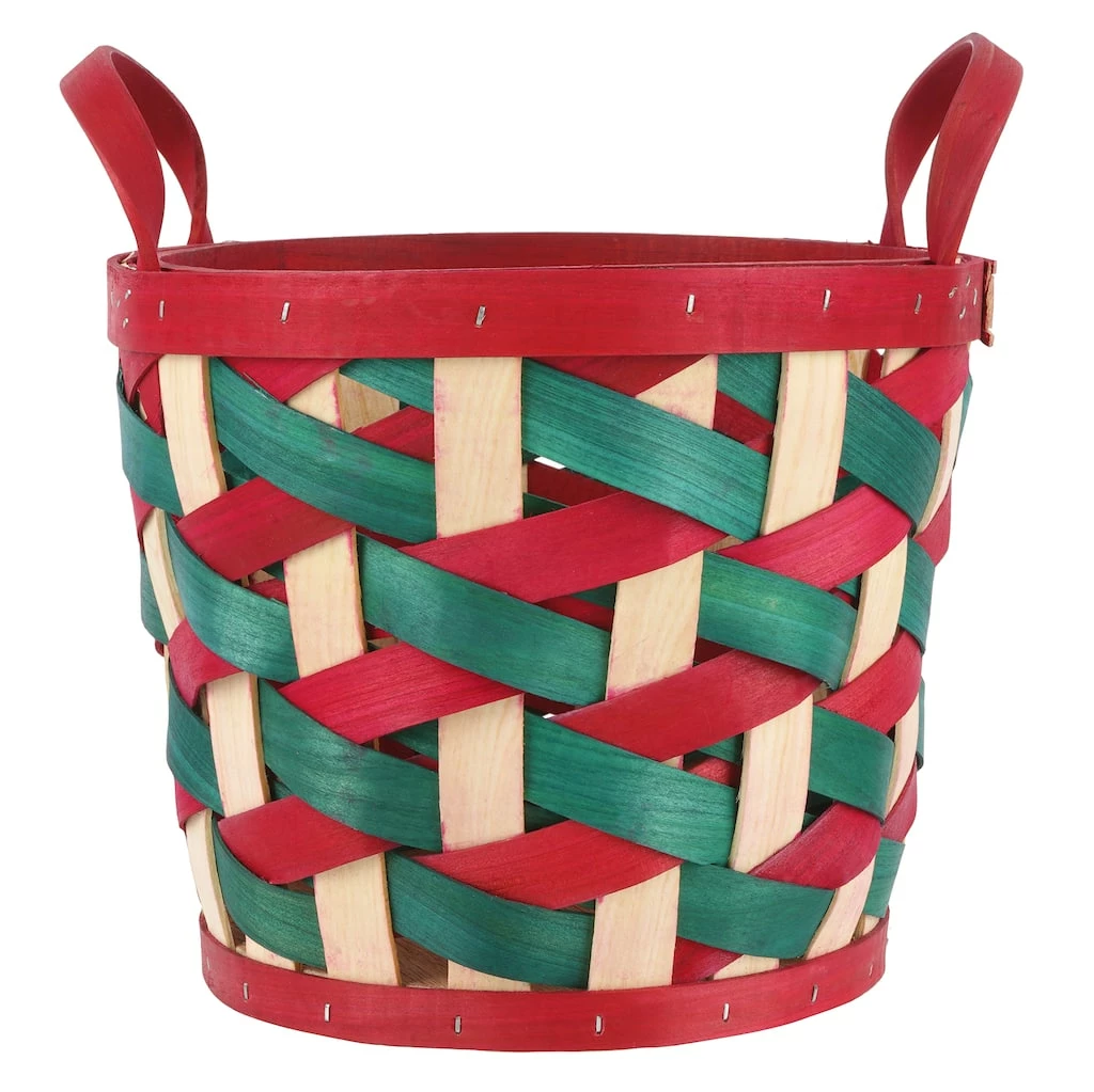 Budget ๐ฅฐ 9.5" Medium Red and Green Woven Wood Chip Basket by Ashland® ๐