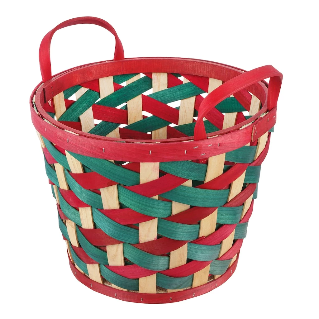 Outlet ๐ 11.5" Large Red and Green Woven Wood Chip Basket by Ashland® ๐ - Image 2