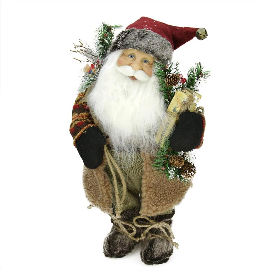 Brand new ๐ 16" Country Rustic Standing Santa Claus with Present by Northlight ๐