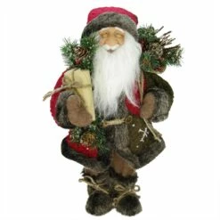 New ⌛ 16" Country Rustic Standing Santa Claus with Knitted Snowflake Jacket by Northlight 💯