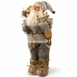 Hot Sale 🌟 17.7" Standing Santa with Gray Sweater by National Tree Company ⭐
