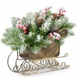 Cheapest 😉 10" Dunhill Fir Sleigh With Snow, Berries & Cones by National Tree Company 🌟