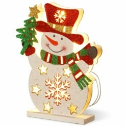 Flash Sale 🔔 12" Pre-Lit LED Wood-Look Double Sided Snowman by National Tree Company 🔥