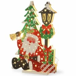 Hot Sale 🎉 17" Pre-Lit LED Santa & Lamp Post by National Tree Company 🤩