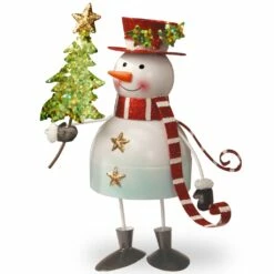 Deals 💯 10" White Wire 3D Snowman Holding Tree by National Tree Company ❤️