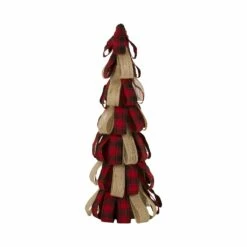 Coupon 👏 Glitzhome® 17" Plaid Fabric Tabletop 🔔 Christmas Tree ✨
