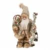 Promo 😍 Glitzhome® 12" 🎅 Christmas Light Brown Faux Fur Santa Figurine 🌟