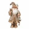 Best Pirce ⌛ Glitzhome® 18" 🎁 Christmas Light Brown Faux Fur Santa Figurine 🌟