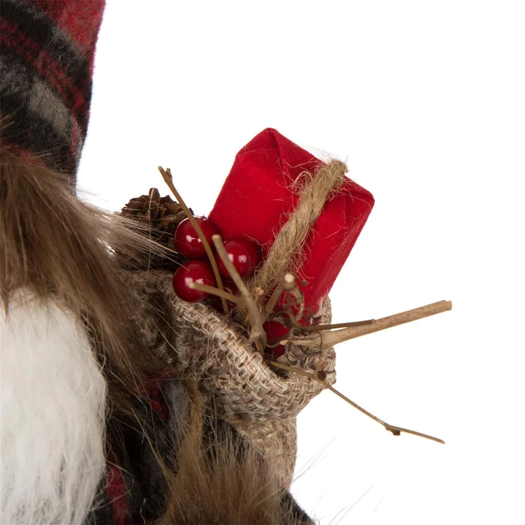 Best Pirce ๐ Glitzhome® 12" Standing Plaid Santa Figurine Table Top Decoration โจ - Image 2