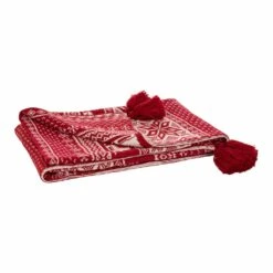 Best deal 😀 Glitzhome® Red & White Knited Acrylic Throw Blanket with Tassels 👍