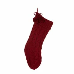 Deals 🌟 Glitzhome® 24" Red Knited 🎄 Christmas Stocking ✔️
