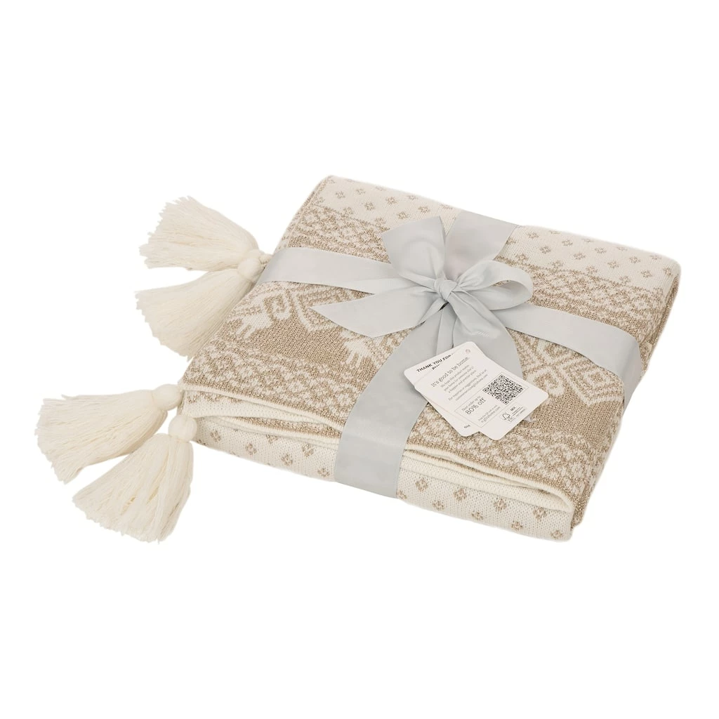 Cheapest ๐คฉ Glitzhome® White Knited Acrylic Throw Blanket with Tassels โ - Image 3