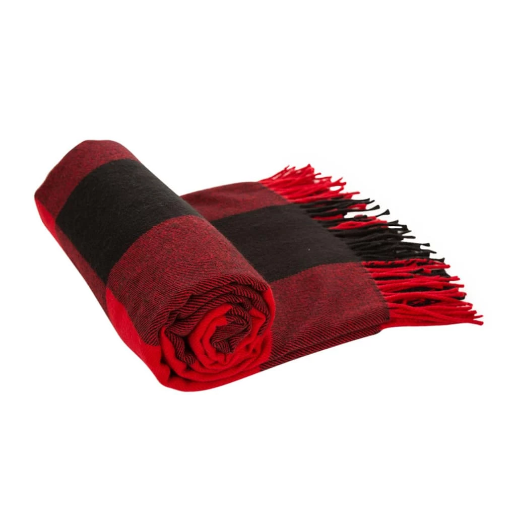 Best Sale ๐ Glitzhome® Red & Black Plaid Woven Throw ๐งจ - Image 5