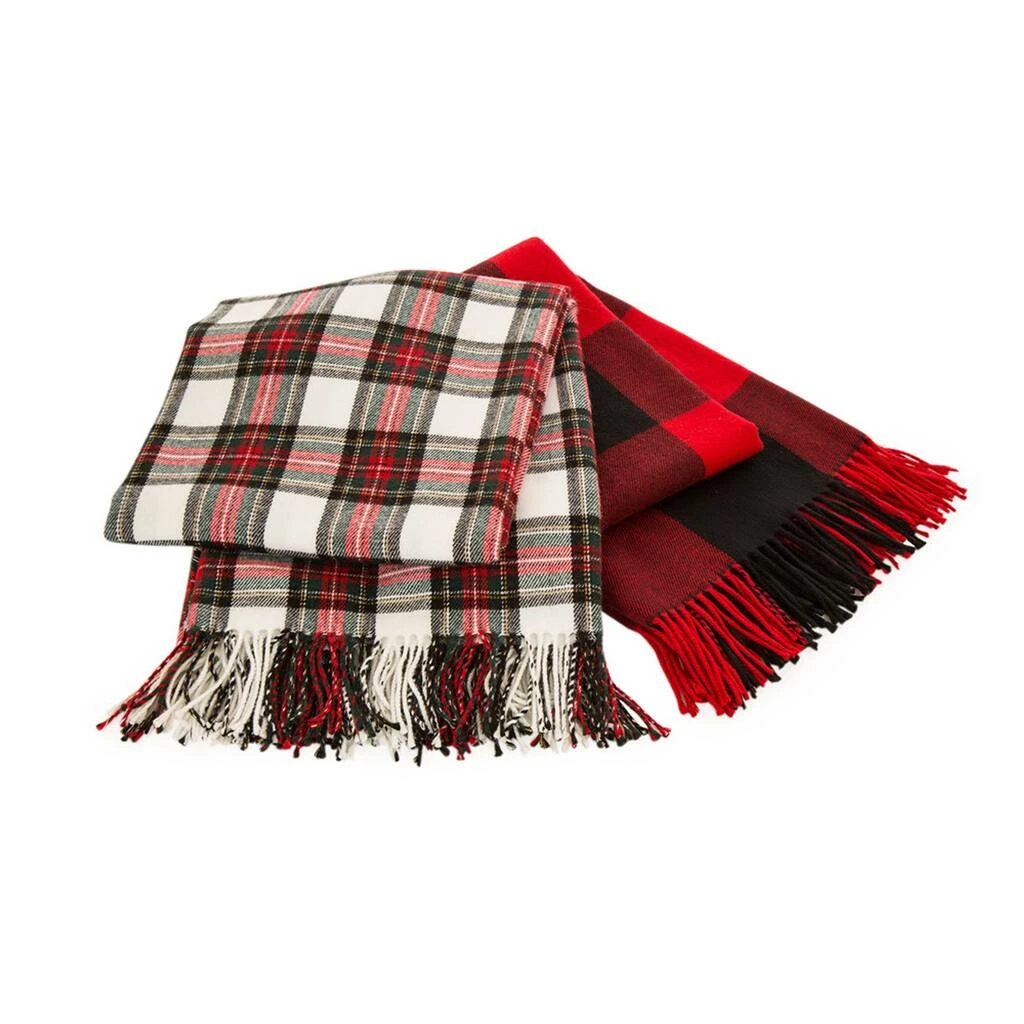 Best Sale ๐ Glitzhome® Red & Black Plaid Woven Throw ๐งจ - Image 6
