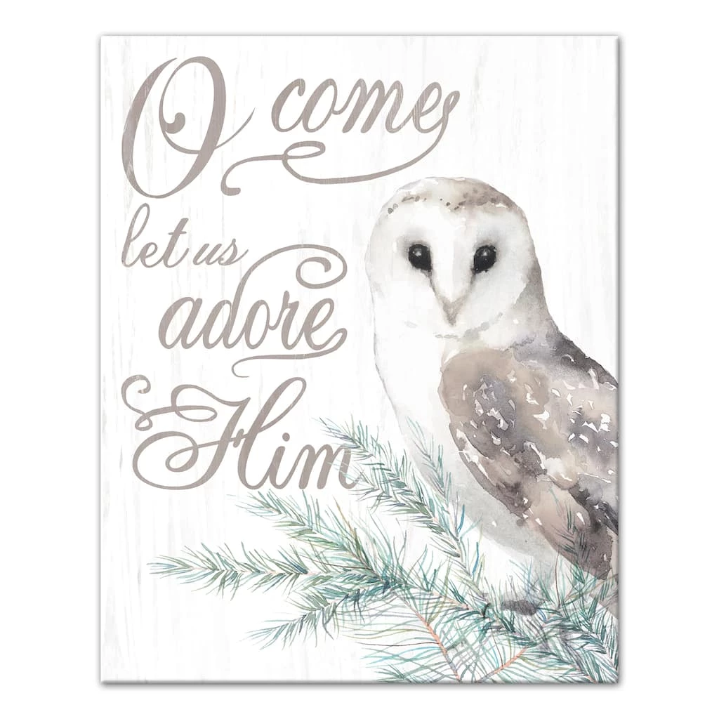 Brand new 💯 O Come Let Us Adore Him Owl Canvas Wall Art by Designs Direct 😉