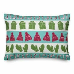 Best Sale 🧨 Candy Canes, Mittens & Hats Pattern Throw Pillow by Designs Direct ⌛