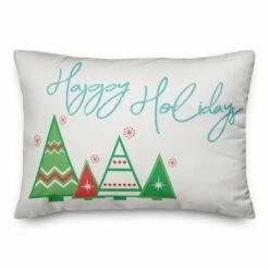 Best reviews of 👏 Happy Holidays Striped Trees Throw Pillow by Designs Direct 🤩