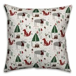 Coupon 🔔 Christmas Woodland Creatures Throw Pillow by Designs Direct 🧨
