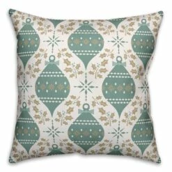 Top 10 👏 Green & White ❄ Christmas Ornaments Pattern Throw Pillow by Designs Direct 😍