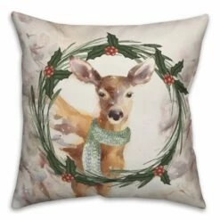 Discount 🔥 Designs Direct Winter Wonderland Deer 18x18 Throw Pillow 😉
