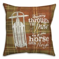 Flash Sale 🌟 Designs Direct Dashing Through The Snow in a One Horse Open Sleigh 18x18 Throw Pillow 🧨