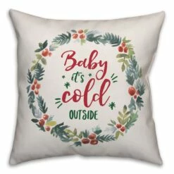 Coupon 😉 Designs Direct Baby It's Cold Outside Wreath 18x18 Throw Pillow 😉