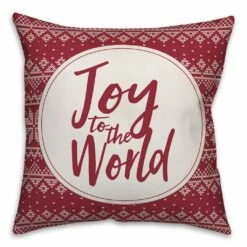 Best Sale 🛒 Designs Direct Joy To The World 18x18 Throw Pillow, Red & White 😀