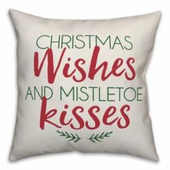 New 😀 Designs Direct ❄ Christmas Wishes and Mistletoe Kisses 18x18 Throw Pillow 😀