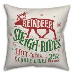 Best Pirce ⭐ Designs Direct Reindeer Sleigh Rides 18x18 Throw Pillow 💯