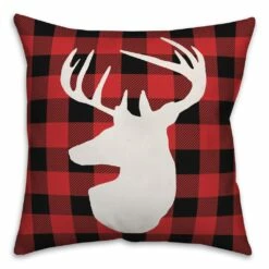 Best Sale 👏 Designs Direct Deer Head Plaid 18x18 Throw Pillow ✨