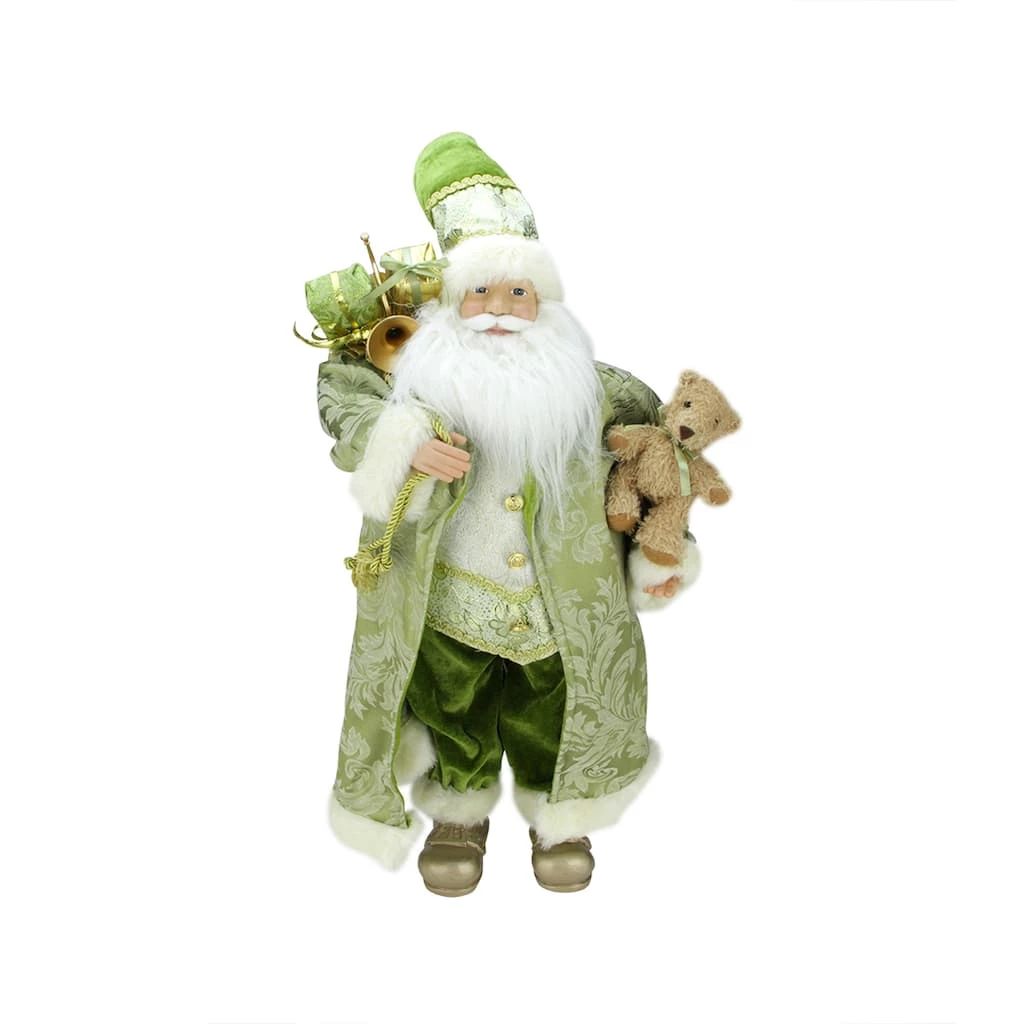 Best Pirce π€© 24" St. Patrick's Irish Standing Santa Claus π Christmas Figure with Teddy Bear and Gift Bag by Northlight β