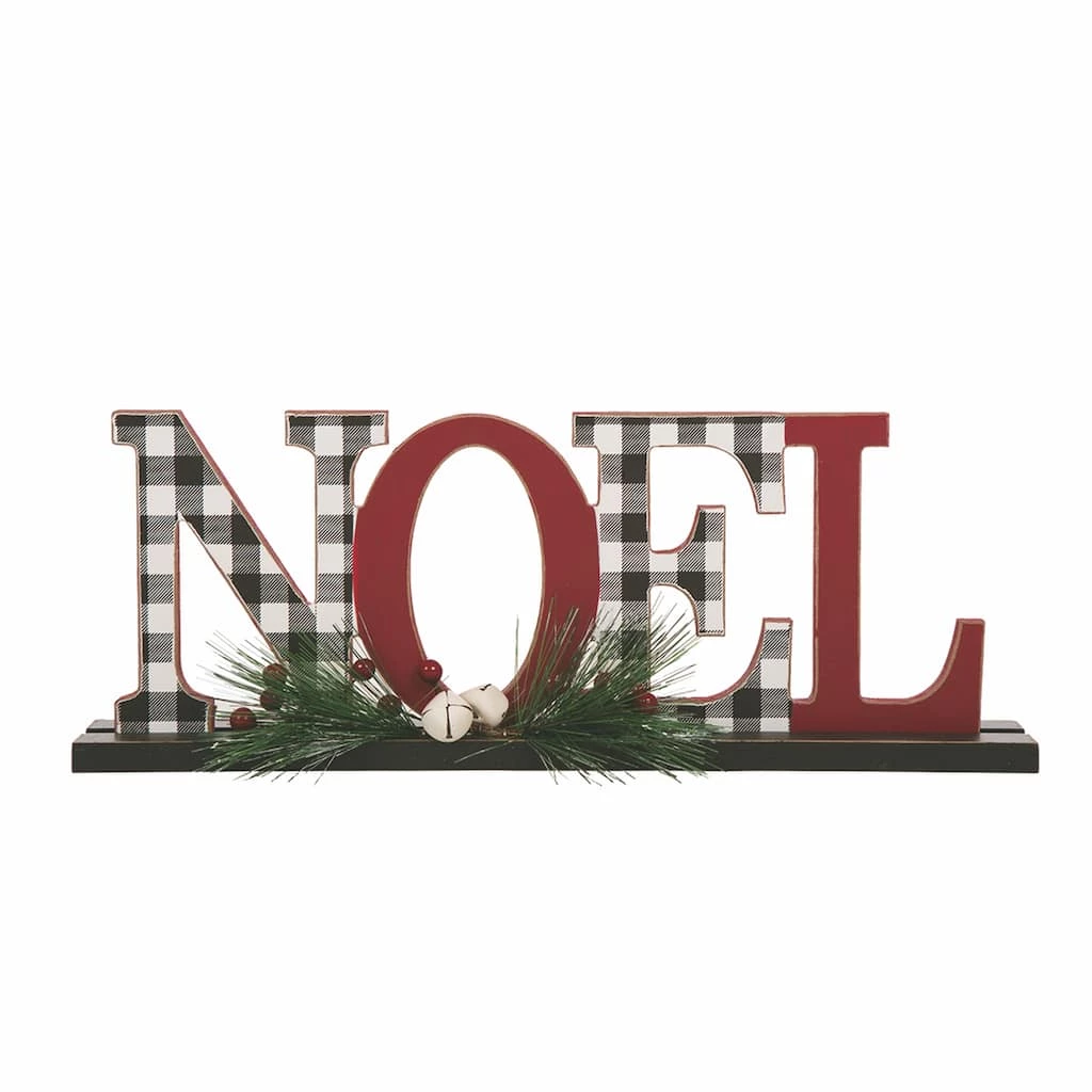 Best Sale π Glitzhome® 15" Wooden Plaid "NOEL" Tabletop Décor β