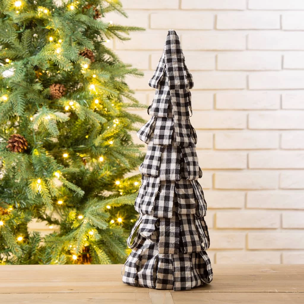 Brand new β Glitzhome® 17" Black & White Plaid Fabric Tabletop Tree π - Image 2