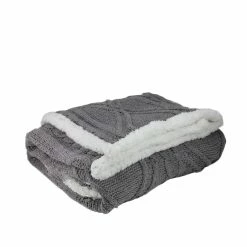 Cheapest ❤️ Gray & White Cable Knit Throw Blanket with Sherpa Backing by Northlight 😀