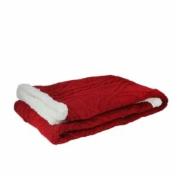 Top 10 ❤️ Red & White Cable Knit & Sherpa Throw Blanket by Northlight 🎁