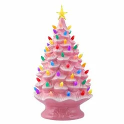 Coupon 😍 24" Pink Lit Nostalgic ❄ Christmas Tree by Mr. ❄ Christmas 😉