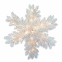 Cheap ๐ 32" Pre-Lit White Iridescent Tinsel Snowflake, Warm White LED Lights by National Tree Company ๐