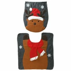 New ❤️ Holiday Reindeer Bathroom Seat & Floor Cover Set by National Tree Company 🎉