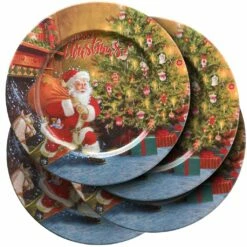Cheapest 🤩 13" Santa Merry 🎄 Christmas Holiday Chargers 4 Pack by National Tree Company 😍