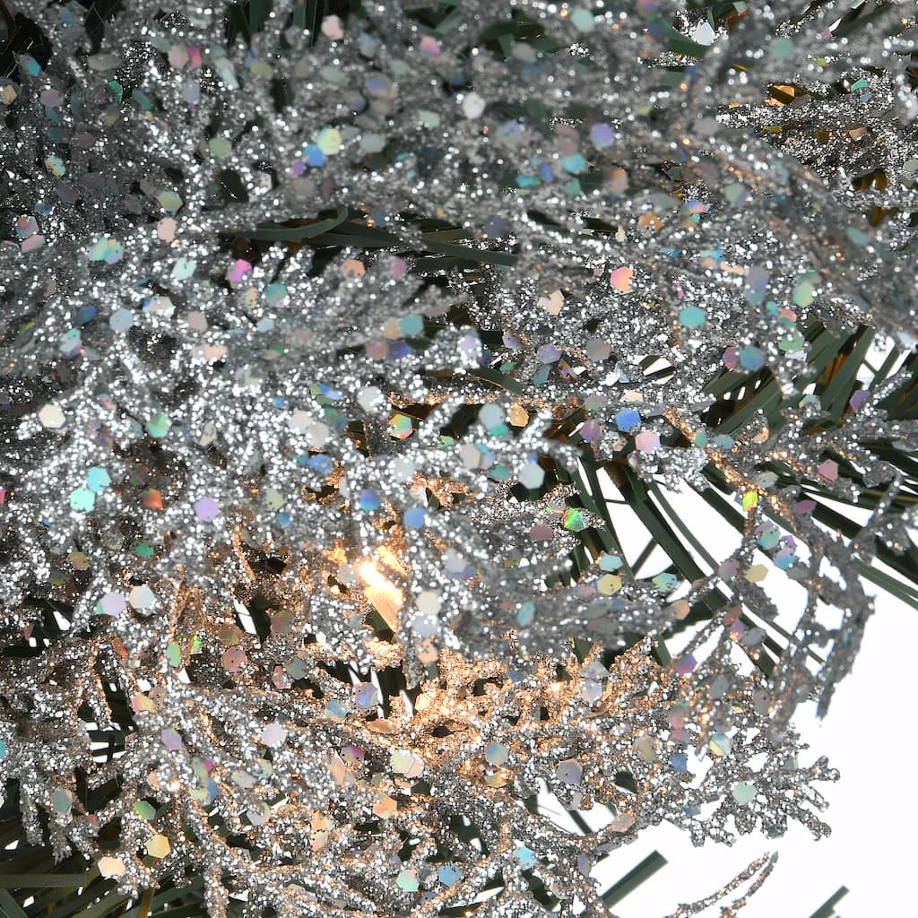 Flash Sale ๐ฏ 32" Pre-Lit Silver Ornament Wreath with Bow by National Tree Company โจ - Image 3