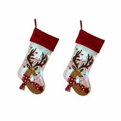 Wholesale โ Glitzhome® 21" LED Reindeer โ Christmas Stockings, 2ct. ๐